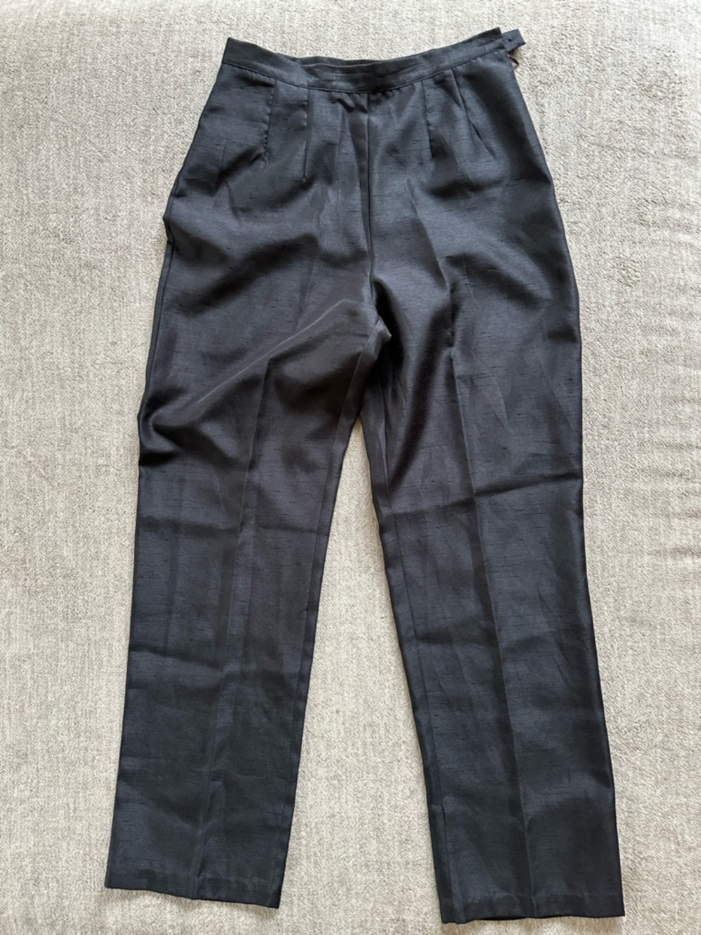Vintage Black Textured Straight Fit Pants